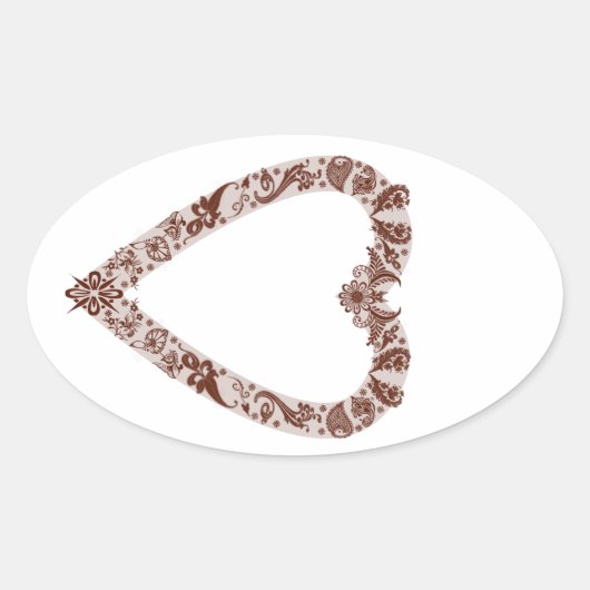 Henna Heart Design Ovaler Aufkleber (Vorderseite)