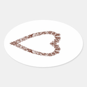 Henna Heart Design Ovaler Aufkleber