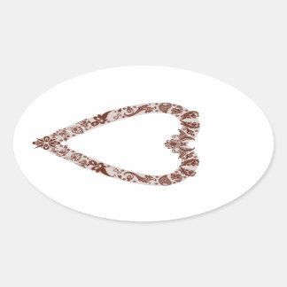 Henna Heart Design Ovaler Aufkleber