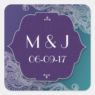 Henna Jewel Stickers Lila Aquamarine Square Favori