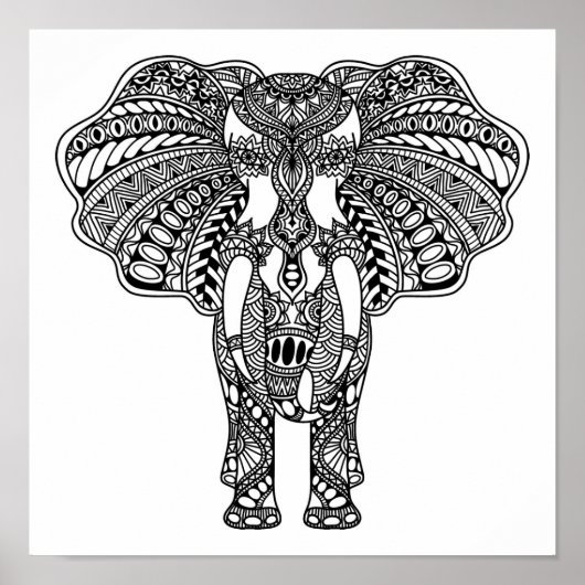 Henna Mehndi Decorated Indian Elephant 2 Poster (Vorne)