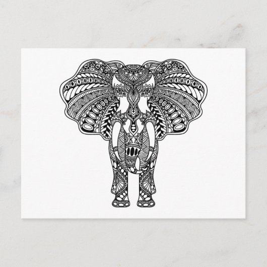 Henna Mehndi Dekorierte indische Elefant Postkarte (Vorderseite)