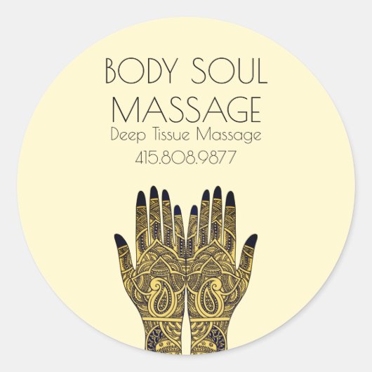 Henna Mehndi Hands Tattoo Massage Förderung Runder Aufkleber (Vorderseite)