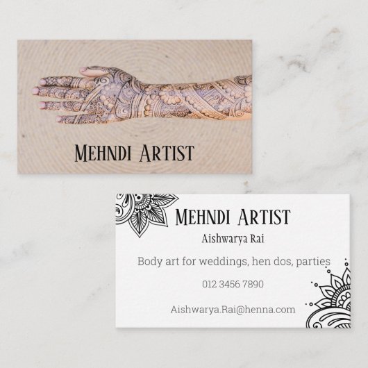 Henna Mehndi Tattoo Artists Visitenkarte (Vorne/Hinten)