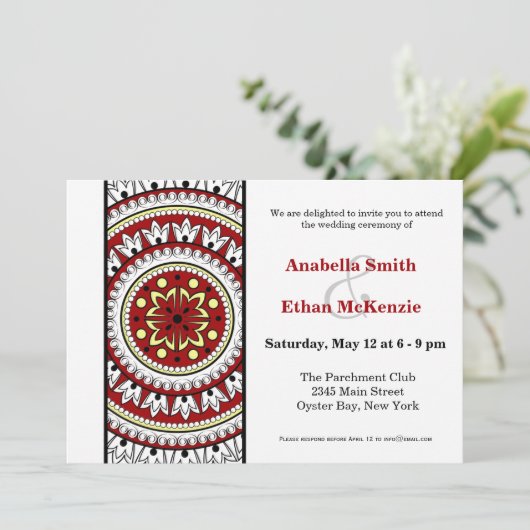 Henna Mehndi Wedding Einladung (Stehend Vorderseite)