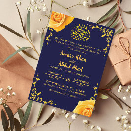 Henna Mehndi Yellow Rose Islamische Hochzeit Einladung