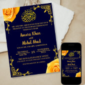 Henna Mehndi Yellow Rose Islamische Hochzeit Einladung