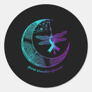 Henna Moon Dragonfly Suizidprävention Bewusstsein Runder Aufkleber