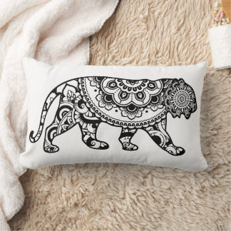 Henna-Muster-Löwen-Kunst Schwarz und Weiß Lendenkissen