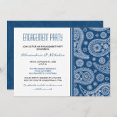Henna Paisley Engagement Party Einladung (Marine) (Vorne/Hinten)