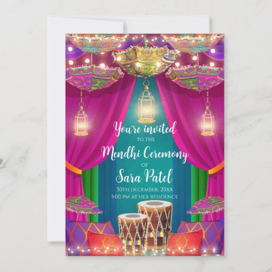 Henna Party Einladungen & Mehndi Party Einladungen (Vorderseite)