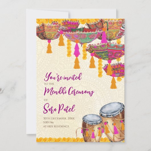 Henna Party lädt Mehndi Invites, Mehndi Party ein Einladung (Vorderseite)