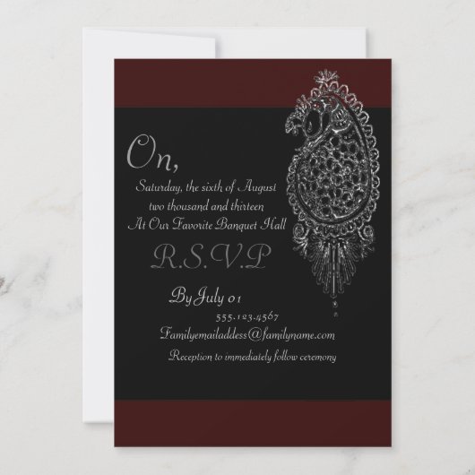 Henna Peacock Einladung (Rückseite)