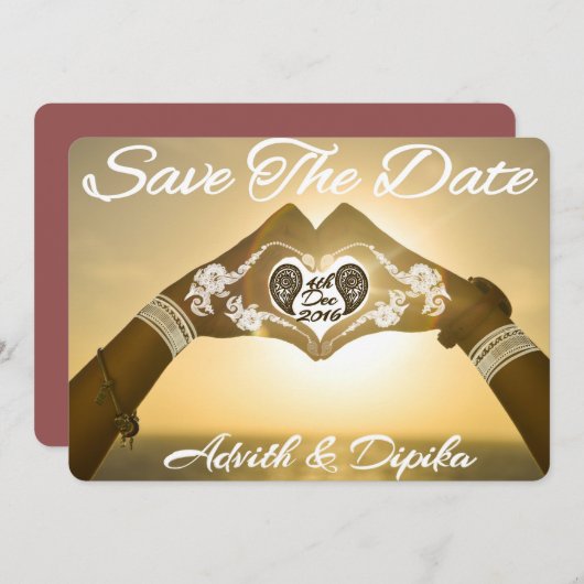 Henna Save the Date Cards (Vorne/Hinten)