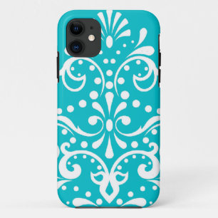 Henna-Style-Damask türkisblau und weiß Case-Mate iPhone Hülle
