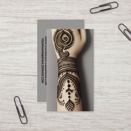 Henna Tattoo Artist Business Card Visitenkarte (Vorderseite/Rückseite Beispiel)
