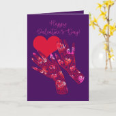 Henna Tattoo Style Hands Valentinstag Karte (Gelbe Blume)