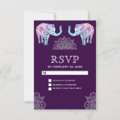 Henna Tattooed Elephants Indian Wedding RSVP (Vorderseite)