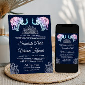 Henna Tattooed Elephants Indische Hochzeitseinladu Einladung