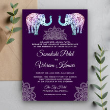 Henna Tattooed Elephants Indische Hochzeitseinladu