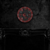 Henna Zodiac Magic | Roter Gothic Skull Rose Tränk Runde Wanduhr
