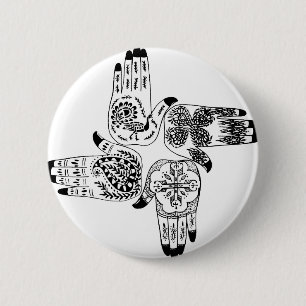 Hennahandbemalung Indische Designs Gemalt Hochzeit Button