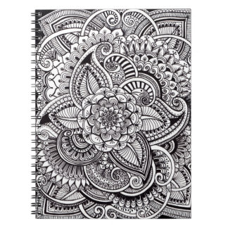 Hennastrauch-Art (Schwarzes auf Weiß) Notizblock