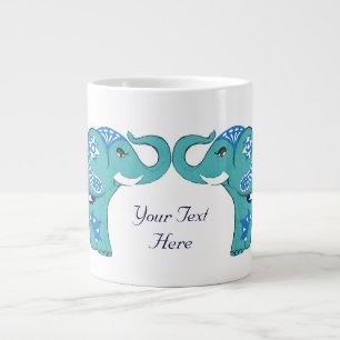 Hennastrauch-Elefant (blau/hellblau) Jumbo-Tasse
