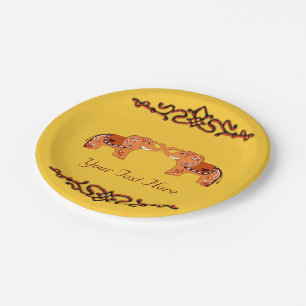 Hennastrauch-Elefant (orange/Rot) Pappteller