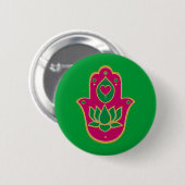 Hennastrauch Hamsa Lotus Grün u. Rosa Button (Vorne & Hinten)