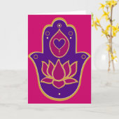 Hennastrauch Hamsa Lotus Rosa Karte (Gelbe Blume)