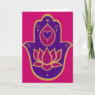 Hennastrauch Hamsa Lotus Rosa Karte