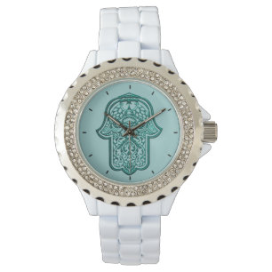 Hennastrauch-Hand von Hamsa (aquamarin) Armbanduhr