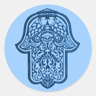 Hennastrauch-Hand von Hamsa (blau) Runder Aufkleber