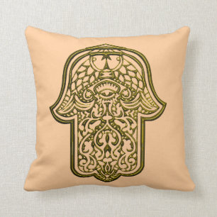 Hennastrauch-Hand von Hamsa (golden) Kissen