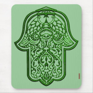 Hennastrauch-Hand von Hamsa (Grün) Mousepad