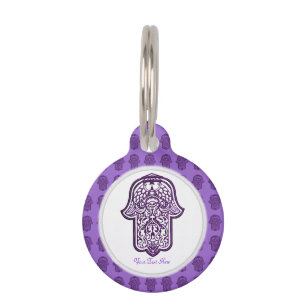 Hennastrauch-Hand von Hamsa (lila) Haustiermarke