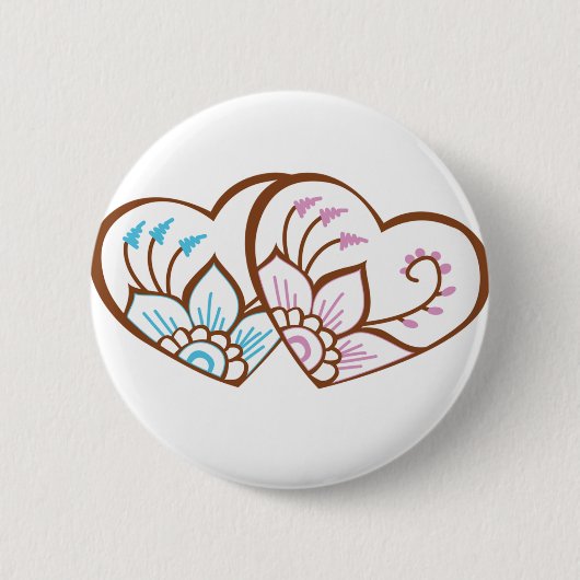 Hennastrauch-Herz-Doppeltes Button (Vorderseite)