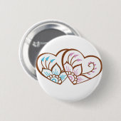 Hennastrauch-Herz-Doppeltes Button (Vorne & Hinten)