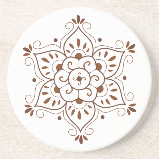 Hennastrauch-Mandala Coster Getränkeuntersetzer (Vorne)