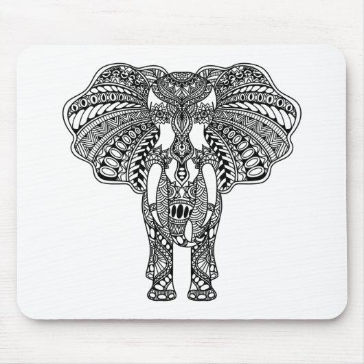 Hennastrauch Mehndi verzierte indischen Elefanten Mousepad (Vorne)