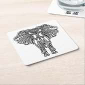 Hennastrauch Mehndi verzierte indischen Elefanten Rechteckiger Pappuntersetzer (angewinkelt)