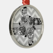 Hennastrauch übergibt 4 quadratische Vintage Silbernes Ornament (Rechts)