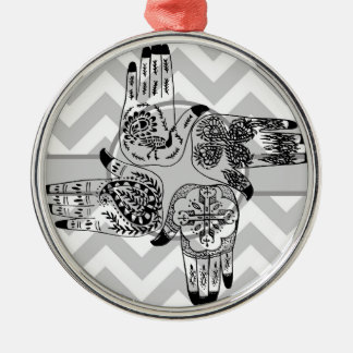 Hennastrauch übergibt 4 quadratische Vintage Silbernes Ornament