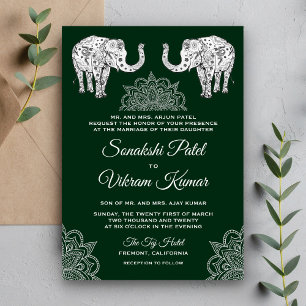 Hennatätowierte Elefanten Indische Hochzeitseinlad Einladung