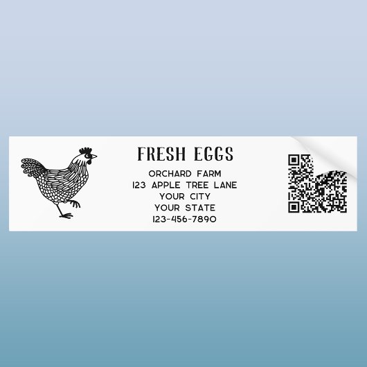 Henne Fresh Eggs QR-Code Autoaufkleber