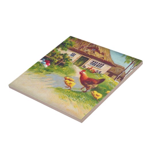 Henne, Hühner und Ostereier Fliese (Seite)