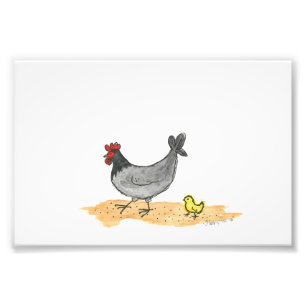 HENNE MIT KÜKEN FOTODRUCK