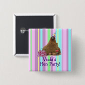 Henne-NachtParty-Henne-Quadrat-Knopf-Button Button (Vorne & Hinten)