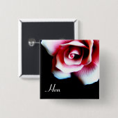 Henne-rosa Rose Identifikation. Knopf Button (Vorne & Hinten)